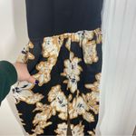 Evereve  Miley ribbed‎ bodice wide leg black floral Jumpsuit size xs pockets Photo 3