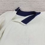 Vintage Nordic Knit Sweater Cream Red Navy Mock Neck Acrylic Wool Blend @L/XL White Size L Photo 15