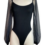 Black Bodysuit Sheer Sleeves Photo 0