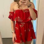 White Fox Boutique White Fox Red Floral Romper Photo 0