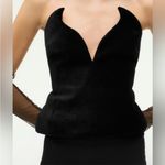 ZARA  black velvet ZW COLLECTION peplum lace up tie back strapless tube top Photo 1