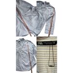 ZARA  Blue & White Oversized Crushed Striped Wrap Shirt Photo 10