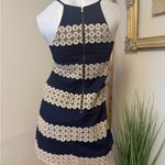 Lilly Pulitzer Annabelle True Navy Gold Lace Stripe Shift Dress Size 2 Photo 4