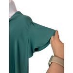 Loft  Size Large Green Tie Neck Blouse Flutter Sleeves Flowy Lightweight Preppy Photo 1