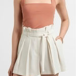 EXPRESS Extreme High Rise Paperbag Green Linen Shorts Sz 10 NWT Soft Girl Photo 0