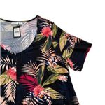 Avenue  Plus Black Liv Tropical Print Pleat Short Sleeve Tunic Top Size 20 NEW Photo 8