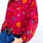 Free People  Wildflower Honey Ruffle Mesh Blouse, Size L, NWT Photo 0