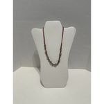 None Braided Cord Disco Ball Gemstone Necklace Dark Red Photo 1