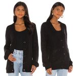 Lovers + Friends  Long Sleeve Button-Front Oversized Knit Cardigan Black Women XS Photo 1