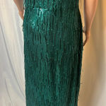R & M Richards  Green Fringe Sequin Formal Dress Size 10 Photo 9