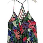 Angie  Tropical Print Tiered Maxi Dress Crossed Back Boho Sleeveless size M Flowy Photo 9