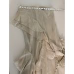 Vintage 90s Y2K Champagne Ruffle 100% Silk Strapless Beaded Dress Fairycore S Gray Size XS Photo 6