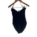 Tory Burch Solid Bandeau Navy Blue U Ring One Piece Swimsuit Size L New Photo 3