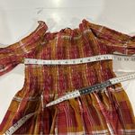 ZARA Orange & Red Plaid Off the Shoulder Smoked Dress Size XS Photo 9