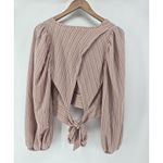 Free People  Women's Autumn Nights Stripe Blouson Wrap Top Orchid Rain‎ Small Photo 4