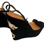 Alexa Wagner Metal Dragon Suede Platform Wedge Sandal 39IT Black Size 8 Photo 4