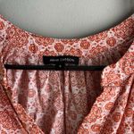 Anne Carson 3/4 Sleeve Blouse Top Women's Size S Orange White Floral V-Neck Photo 2