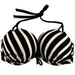 Victoria's Secret  Push Up Bra Bikini Top Halter Striped Black Cream 34DD Photo 0