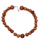 Handmade Wooden Beaded Necklace Cherry-Tone Wood Photo 2