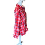 LL Bean Fleece Lined Flannel Shirt Jacket Button Front Plaid Red White Womens XS Photo 3