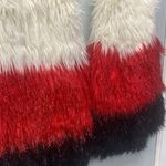 Red White Black EDC Sparkly Rave GoGo Fuzzy Fuzzies Leg Warmers Handmade Photo 1