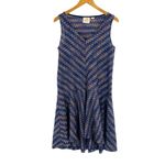Maeve Anthropologie  Drop Waist Zig Zag Swing‎ Dress Size S Dark Blue Multicolor Photo 2
