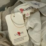 L'ATISTE L’Atiste Tan Striped Sleeveless Jumpsuit Open Back Cotton Linen Wide Leg NWT M Photo 9