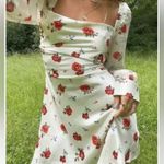 We Wore What  Optic White Multi Floral Puff
Sleeve Cowl Neck Mini Dress sz 4 Photo 1