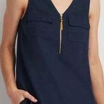 Ellen Tracy Ellen‎ Tracey Linen Blend Utility Sleeveless Size M Gold Tassel Zipper Blouse Photo 0