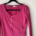 Victoria's Secret Henley Shirt Y2k Fitted Medium Pink Long Sleeve Thermal Top Photo 1
