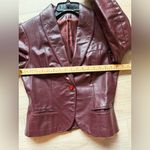 Burgundy Genuine Leather Blazer Jacket Women’s Fitted Single Button Vintage Brown Photo 8