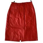 Genuine Leather Pencil Skirt Red Size 10 Photo 0