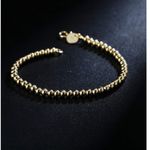 Boutique 4mm Bead Ball‎ Bracelet Minimalist Jewelry | Yellow Gold Plated Sterling Silver Photo 5