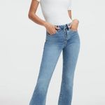 Good American  Good Legs Flare Jeans Button Fly High Rise Raw Hem NWT Photo 1