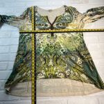 One World  Tunic Top Womens 1X Green Funky Boho Velvet Front Wearable Art to Wear Photo 1