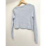 Kendall + Kylie Cropped Sweater Light Blue Size Small V-Neck Ribbed Long Sleeve Photo 6