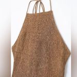 ZARA NWT brown smocked halter neck ruched stretchy contrasting midi dress Photo 13