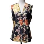 Black Floral‎ Beaded Vest Cottage Core Grandma Core Boho Back Tie Snap Up Photo 1
