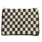 Clare V Woven Flat Clutch Tabs Crochet Olive Cream Bag Green Photo 6