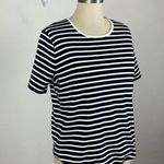 Oak + Fort  Blue Stripe Short Sleeve Top Small Photo 1