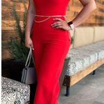 Likely Scarlet Red One-Shoulder Cap Sleeve Maxson Jumpsuit Size 10 Photo 3