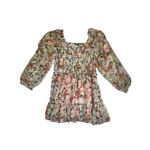 1 STATE Floral Smocked Square Neck Tiered Ruffle Mini Dress Women's Size L Pink Size L Photo 1