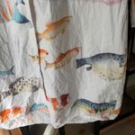 Fish dress shirt long sleeve button down coverup watercolor print beach swim White Photo 9