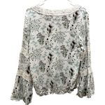 Melrose and Market  lace trim light green and white cream floral paisley peasant top Photo 1