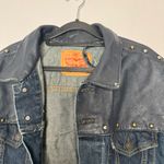 Levi's  denim jacket customized  with leather yokes, studs, and fringes size XXL Photo 2