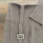 Vince Cashmere Wool Ribbed Funnel Neck Belted Sweater in Light Brown Size Small Photo 3