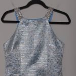 Aidan Mattox Aidan Dress Blue Metallic Embellished Stretch Zip Straps Mini 8 Photo 2