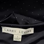 Larry Levine Top Blouse Women's Small Blue Polka Dot Ruched Pullover Casual Photo 3