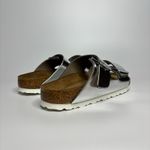 Birkenstock Arizona Metallic Leather Soft Footbed Sandals in Silver Photo 3