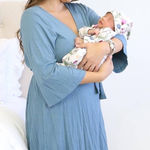Caden Lane bamboo robe maternity labor postpartum long sleeve cooling stretchy Blue Size undefined Photo 0